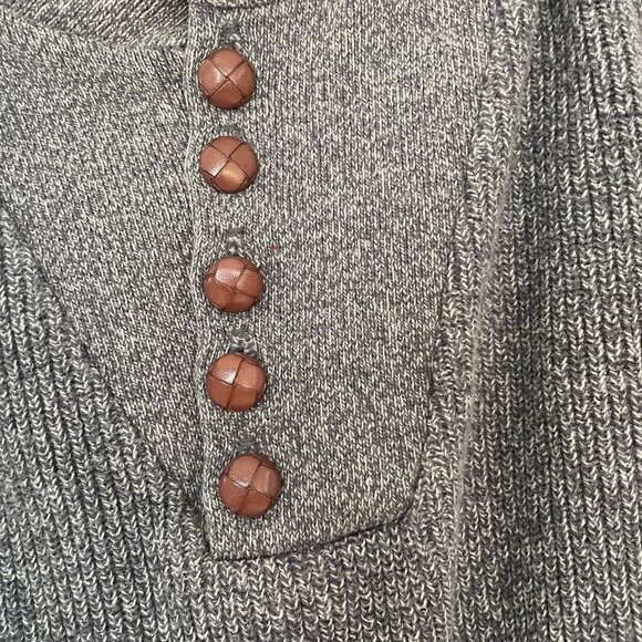 Vintage Lands End Mens Knit Sweater L 42-44 Gray Red Green Striped Wool Cotton B - Picture 5 of 7